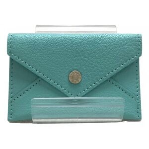 Tiffany & Co Blue Leather Envelope Wallet Snap Closure